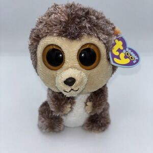 Ty Beanie Boos - SPIKE the Hedgehog 6" Purple Heart Tag Solid Eyes Brown‎